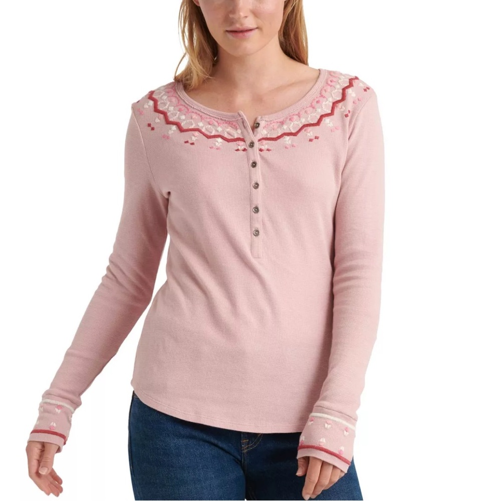 Lucky Brand Pink Knit Sweater Large Coquette Romantic